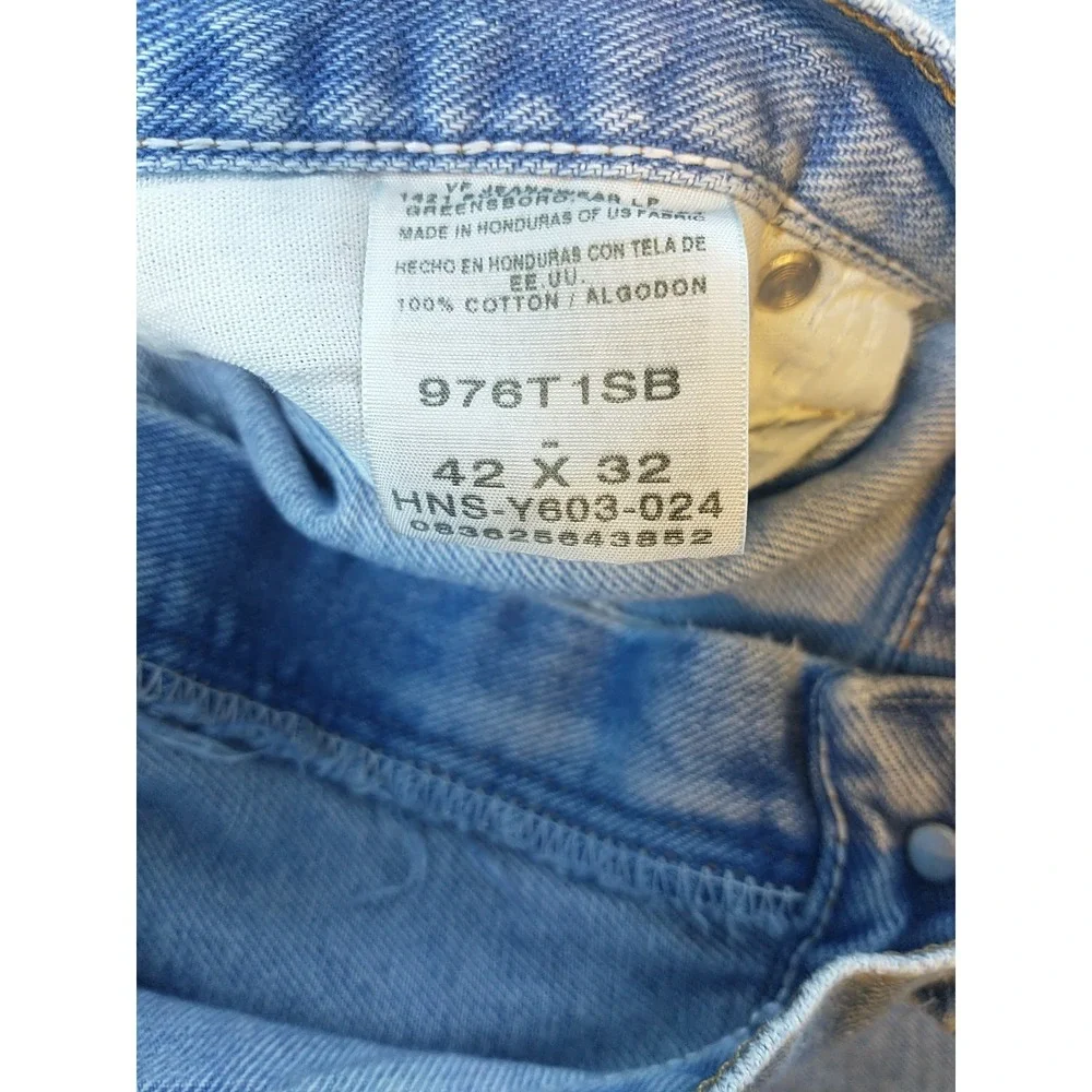 Wrangler 976T1SB Mens Light Wash Straight Leg Denim Jeans 40x31 Blue Cotton